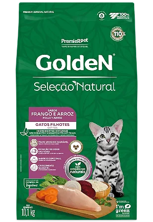 Ração Golden Gatos Seleção Natural Filhotes Sabor Frango e Arroz - PremierPet