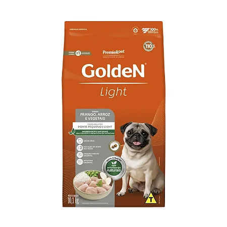 Ração Golden Fórmula Light Cães Adultos Porte Pequeno Sabor Frango e Arroz - PremierPet