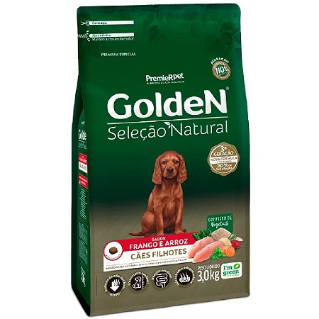 Ração Golden Cães Seleção Natural Filhotes Sabor Frango e Arroz - PremierPet