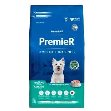 Ração Premier Ambientes Internos Cães Adultos Raças Pequenas Sabor Frango e Salmão - PremierPet