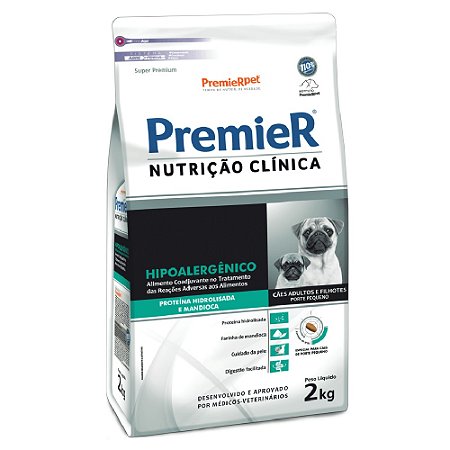 Ração Premier Nutrição Clínica Hipoalergênico Proteína Hidrolisada Cães Adultos e Filhotes Portes Pequenos - PremierPet