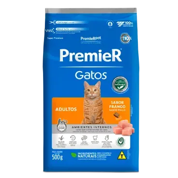 Ração Premier Gatos Adultos Ambientes Internos Sabor Frango - PremierPet
