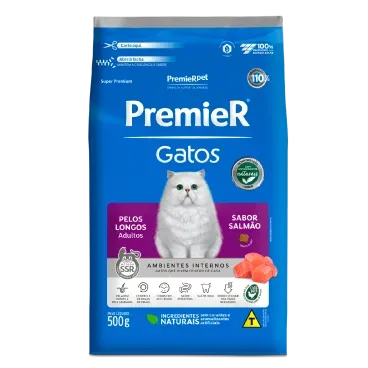 Ração Premier Gatos Adultos Pelos Longos Ambientes Internos Sabor Salmão - PremierPet