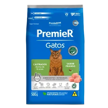 Ração Premier Gatos Castrados Acima de 12 anos Ambientes Internos Sabor Frango - PremierPet
