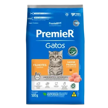 Ração Premier Gatos Filhotes Ambientes Internos Sabor Frango - PremierPet