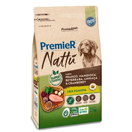 Ração Premier Nattu Cães Filhotes Sabor Frango e Mandioca - PremierPet