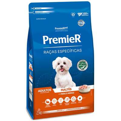 Ração Premier Raças Específicas Maltês Adultos Sabor Peru e Arroz - PremierPet
