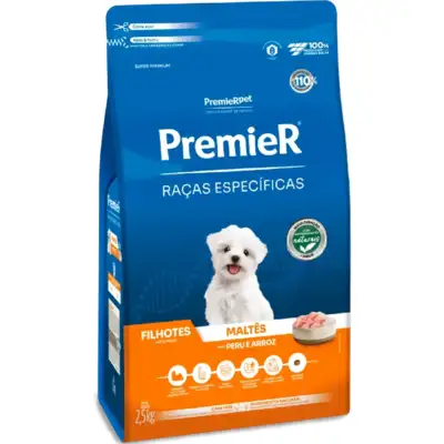 Ração Premier Raças Específicas Maltês Filhotes Sabor Peru e Arroz - PremierPet