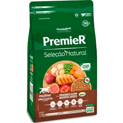 Ração Premier Seleção Natural Cães Filhotes Porte Pequeno Sabor Frango Korin e Batata Doce - PremierPet