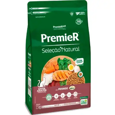 Ração Premier Gatos Adultos Seleção Natural Sabor Frango Korin - PremierPet