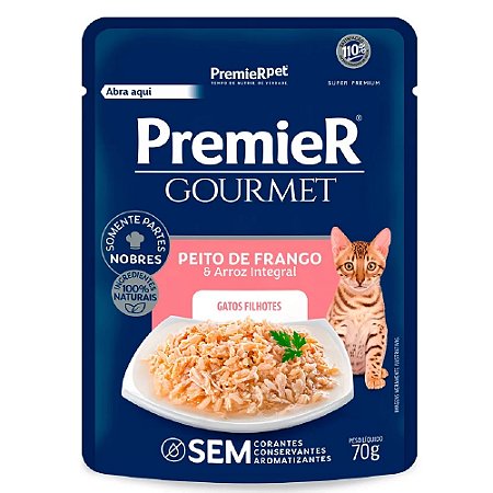 Ração Úmida Premier Gourmet Gatos Filhotes Sabor Peito de Frango e Arroz Integral 70g