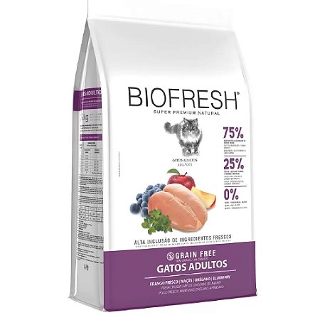 Ração Biofresh Gatos Adultos Sabor Frango, Alecrim, Chá Verde e Blueberry