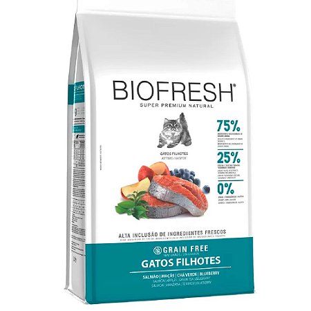 Ração Biofresh Gatos Filhotes Sabor Salmão, Maçã, Chá Verde e Blueberry