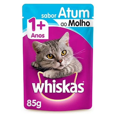 Ração Úmida Whiskas Sachê Gatos Adultos Sabor Atum ao Molho 85g