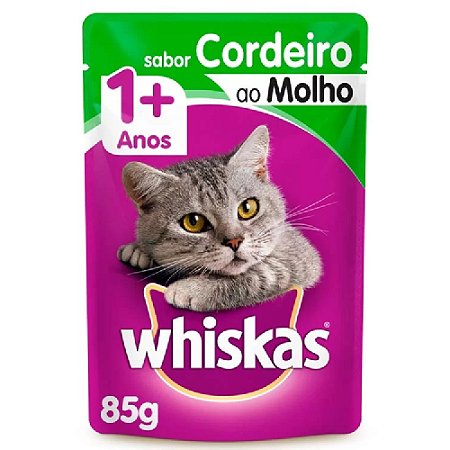 Ração Úmida Whiskas Sachê Gatos Adultos Sabor Cordeiro ao Molho 85g