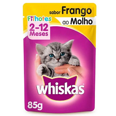 Ração Úmida Whiskas Sachê Gatos Filhotes Sabor Frango ao Molho 85g