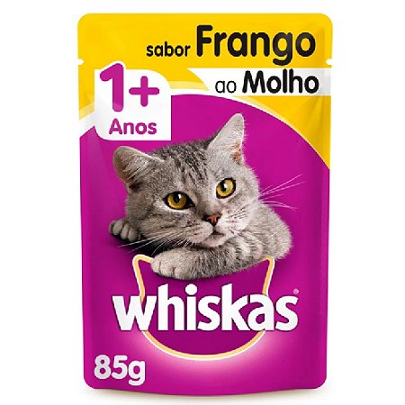 Ração Úmida Whiskas Sachê Gatos Adultos Sabor Frango ao Molho 85g