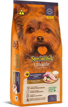 Ração Special Dog Ultralife Cães Sênior Raças Pequenas Sabor Frango e Arroz