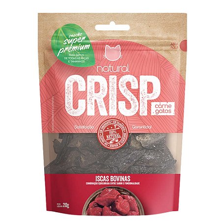 Snack Natural Crisp para Gatos Iscas Bovinas 20g