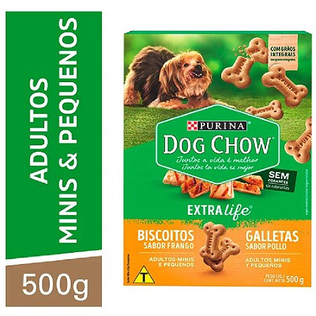 Biscoito Purina Dog Chow Extralife Cães Adultos Raças Pequenas 500g