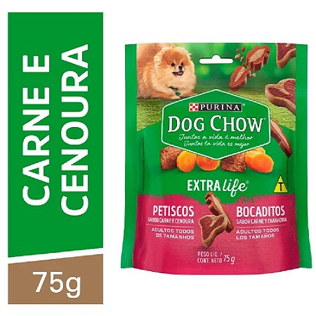 Snack Dog Chow Extra Life Cães Adultos Sabor Carne e Cenoura - 75g