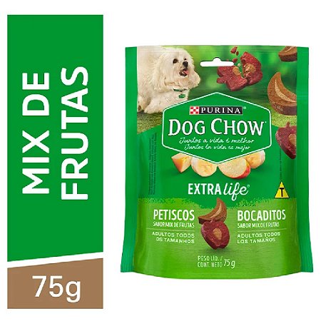 Snack Dog Chow Extra Life Cães Adultos Sabor Mix de Frutas 75g