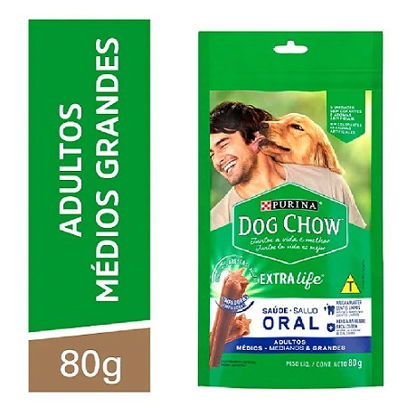 Snack Dog Chow Extra Life Saúde Oral Cães Médio e Grande Porte 80g Purina