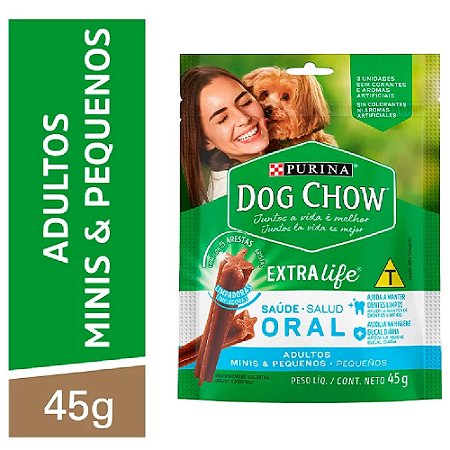 Snack Dog Chow Extra Life Saúde Oral Cães Pequenos Porte Purina