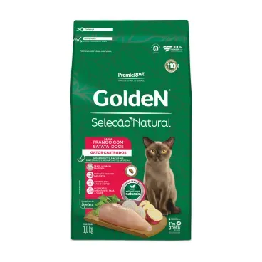 Ração Golden Gatos Seleção Natural Castrados Sabor Frango Com Batata Doce - PremierPet