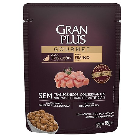 Ração Úmida GranPlus Gourmet Gatos Adultos Trato Urinário Sabor Frango 85g