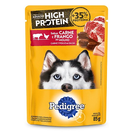 Ração Úmida Pedigree Sachê Cães Adultos High Protein Sabor Carne e Frango 100g