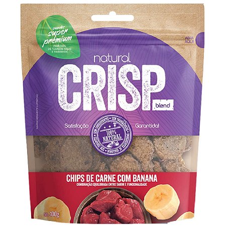 Snack Natural Crisp para Cães Sabor Chips Carne com Banana