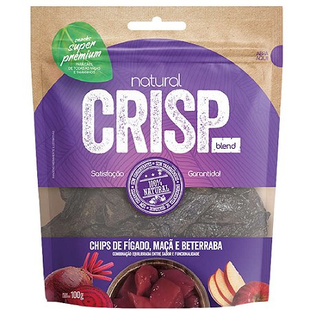 Snack Natural Crisp para Cães Sabor Chips Figado, Maçã e Beterraba