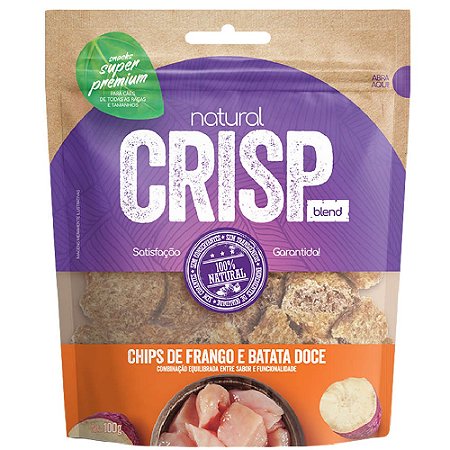 Snack Natural Crisp para Cães Sabor Chips Frango com Batata Doce