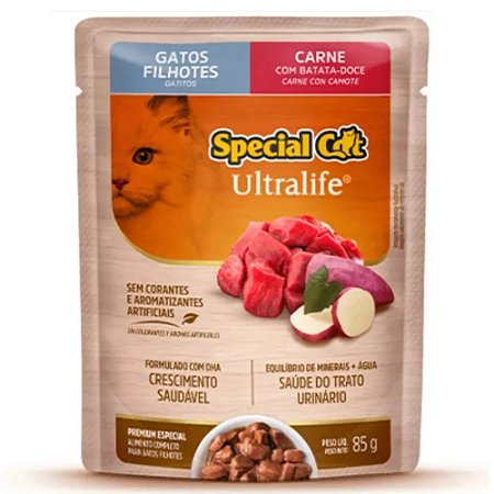 Ração Úmida Special Cat Ultralife Gatos Filhotes Sabor Carne Batata-Doce 85g