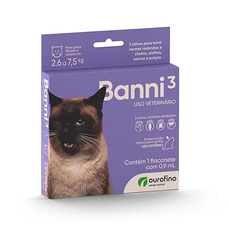 Antiparasitários Banni 3 para Gatos 2,6 a 7,5kg Ourofino