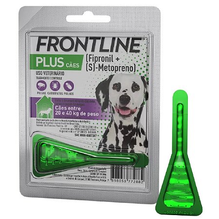 Frontline Plus Antipulgas e Carrapatos para Cães 20 a 40kg