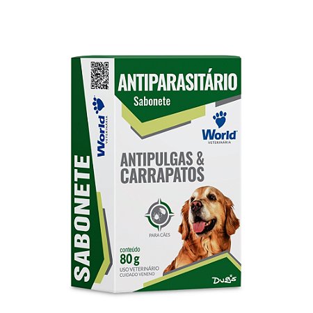 Sabonete Antiparasitário World Veterinária 80g para Cães