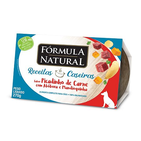Ração Úmida Fórmula Natural Receitas Caseiras Cães Adultos Picadinho de Carne com Abóbora e Mandioquinha 270g