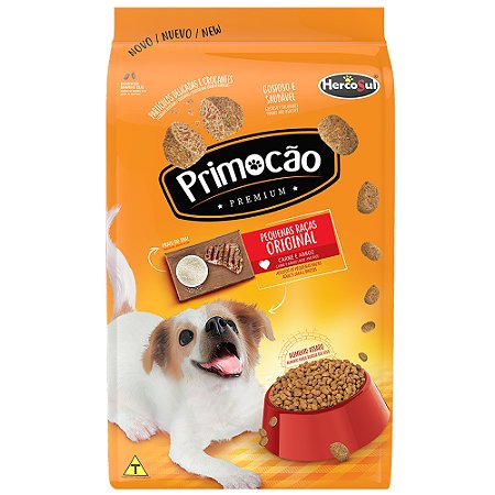 Ração Primocão Premium Cães Adultos Raças Pequenas Sabor e Arroz Carne - Hercosul