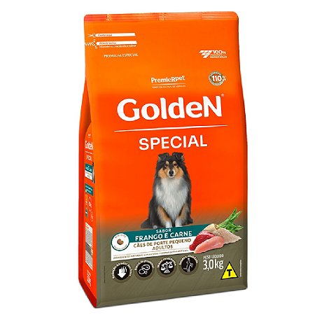 Ração Golden Special Cães Adultos de Porte Pequeno Sabor Frango e Carne - PremierPet