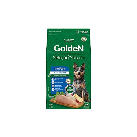 Ração Golden Cães Seleção Natural Adultos Sabor Frango, Abóbora e Alecrim - PremierPet