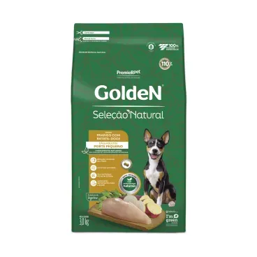 Ração Golden Cães Seleção Natural Adultos Porte Pequeno Sabor Frango e Batata-Doce - PremierPet