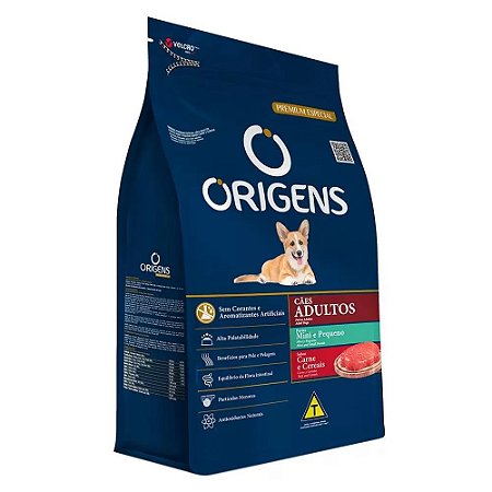 Ração Origens Premium Especial Cães Adultos Portes Mini E Pequeno Sabor Carne E Cereais
