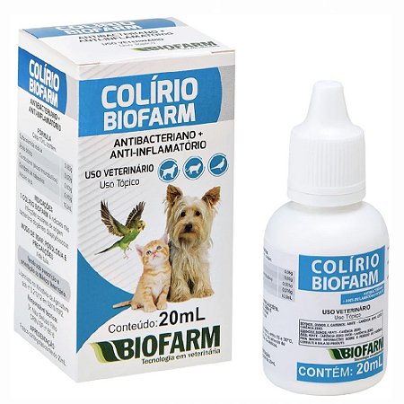 Colírio Biofarm 20ml - Higiene e Tratamento Ocular para Cães e Gatos