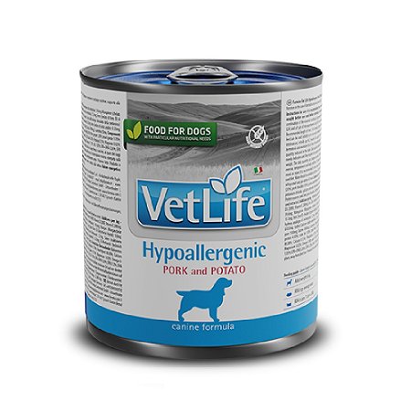 Ração Úmida Vet Life Hypoallergenic Cães Sabor Pork e Potato