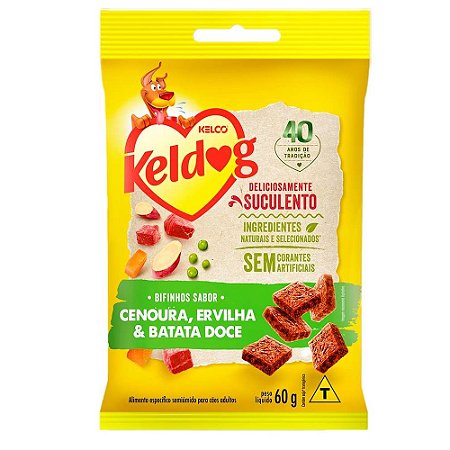 Snack Keldog Bifinho Cães Sabor Cenoura, Ervilha e Batata-Doce - Kelco