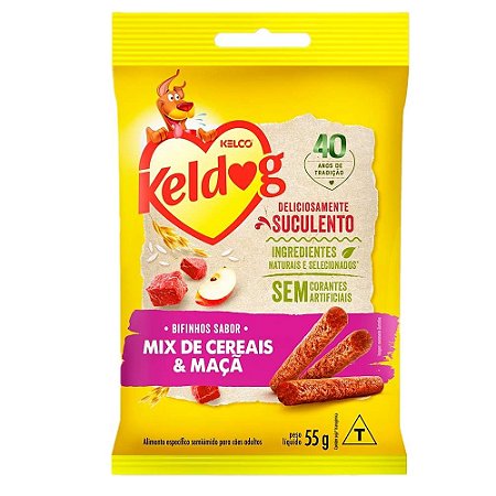 Snack Keldog Bifinho Cães Sabor Mix de Cereais e Maçã - Kelco