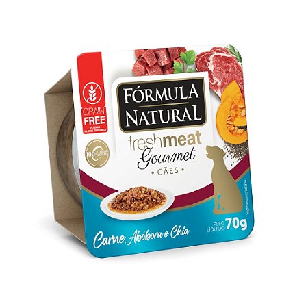 Ração Úmida Fórmula Natural Fresh Meat Gourmet Cães Sabor Carne, Abóbora e Chia 70g