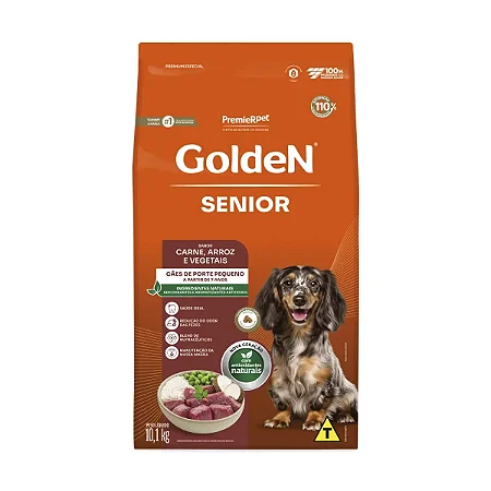 Ração Golden Fórmula Sênior Cães A Partir de 7 Anos Porte Pequeno Sabor Carne e Arroz - PremierPet